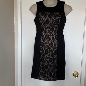 BCBGMAXAZRIA. Black geometric lace dress